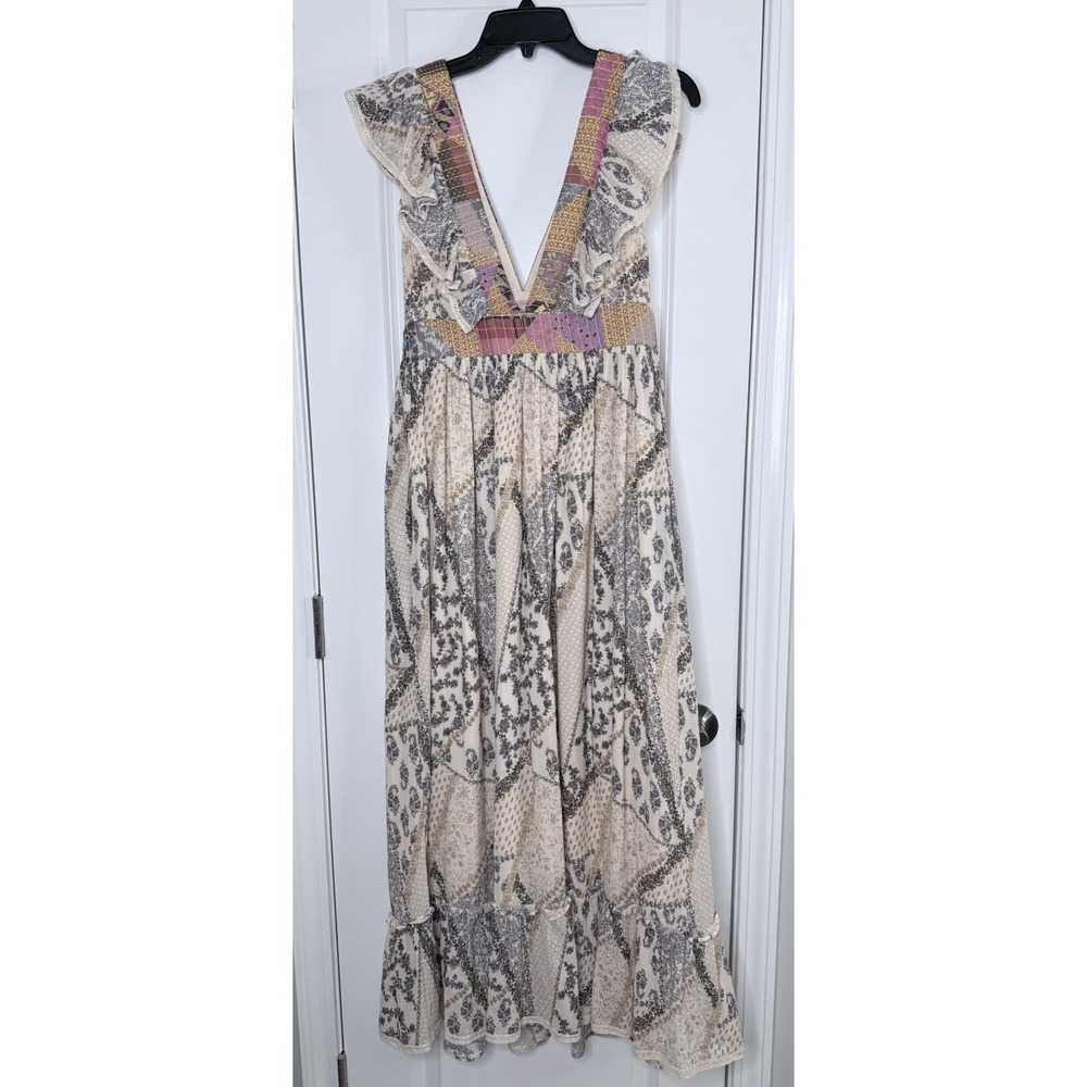 Anthropologie Let Me Be Quilted Ruffle Patchwork Maxi Dress Size Small - Picture 8 of 11